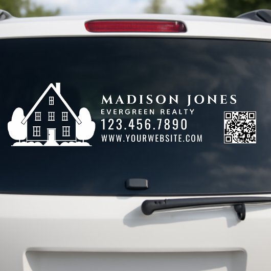 Minimal Real Estate Agent Rustic House Car QR Code Fensteraufkleber