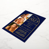 Minimal Real Gold Foil Blue Arch Foto Abschluss Folieneinladung (Gedreht)