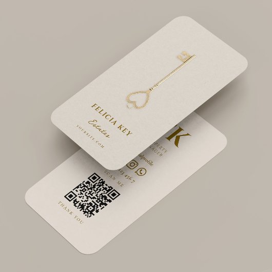 Minimal Realtor Key Initials Sand Mortgage Visitenkarte