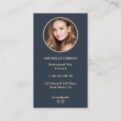 Minimal Realtor Lucky Key Foto Holzkohle Blau Visitenkarte (Rückseite)