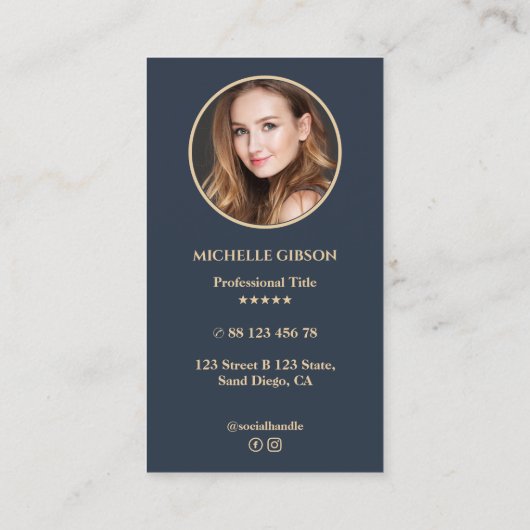 Minimal Realtor Lucky Key Foto Holzkohle Blau Visitenkarte (Rückseite)