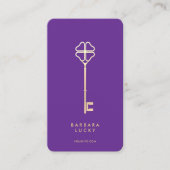 Minimal Realtor Mortgage Broker Royal Lila Key Visitenkarte (Vorderseite)