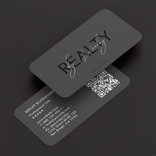 Minimal Realtor Realty Dark Gray Script Visitenkarte