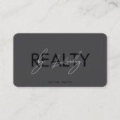 Minimal Realtor Realty Dark Gray Script Visitenkarte (Vorderseite)