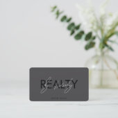 Minimal Realtor Realty Dark Gray Script Visitenkarte (Stehend Vorderseite)