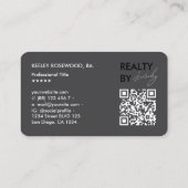 Minimal Realtor Realty Dark Gray Script Visitenkarte (Rückseite)
