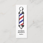 Minimal Red Blue Barber Shop Friseur Business Mini Visitenkarte (Vorderseite)