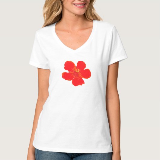 Minimal Red Blume Sommer T - Shirt (Vorderseite)