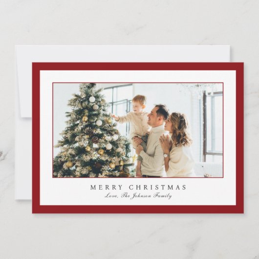 Minimal Red Border Foto Elegante Weihnachten (Vorderseite)