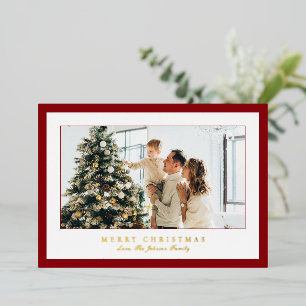 Minimal Red Border Foto Elegante Weihnachten Folien Feiertagskarte