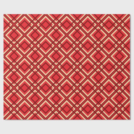 Minimal Red Brown Checkered Wrapping Paper Geschenkpapier (Flach)