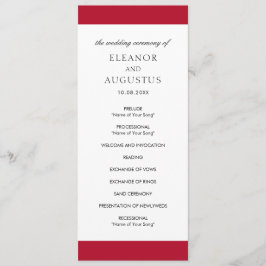 Minimal Red Classic Einfache Hochzeit Programm