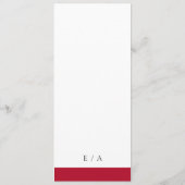 Minimal Red Classic Einfache Hochzeit Programm (Rückseite)