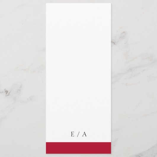 Minimal Red Classic Einfache Hochzeit Programm (Rückseite)