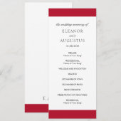 Minimal Red Classic Einfache Hochzeit Programm (Vorne/Hinten)