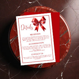 Minimal Red Coquette Bow Ribbon Wedding Begleitkarte