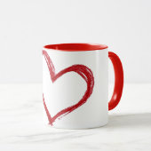 Minimal Red Heart Mug | Simple Love Coffee Cup Tasse (VorderseiteRechts)