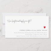Minimal Red Heart Script Couples Dusche laden Dankeskarte (Vorderseite)