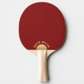 Minimal Red Leather Texture Gold Accent Monogram Tischtennis Schläger (Rückseite)