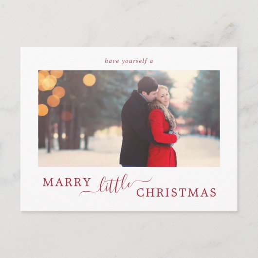 Minimal Red Marry Kleine Weihnachten Save the Date (Vorderseite)