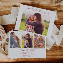 Minimal Red Merry Fast Verheiratet HZ Save the Dat