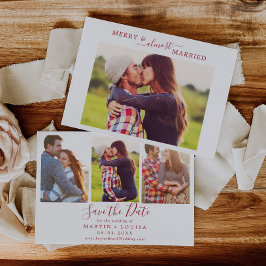 Minimal Red Merry Fast Verheiratet HZ Save the Dat Feiertagskarte