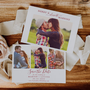 Minimal Red Merry Fast Verheiratet HZ Save the Dat Feiertagskarte