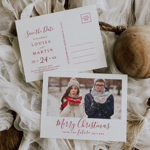Minimal Red Merry Weihnachten Save the Date Foto