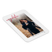 Minimal Red Merry Weihnachtskarte White Magnet (Rechte Seite)