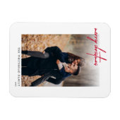 Minimal Red Merry Weihnachtskarte White Magnet (Horizontal)