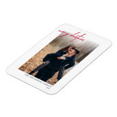 Minimal Red Merry Weihnachtskarte White Magnet (Linke Seite)