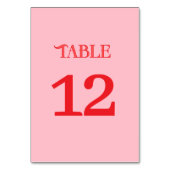 Minimal Red & Pink Retro Wedding Tischnummer (Vorderseite)