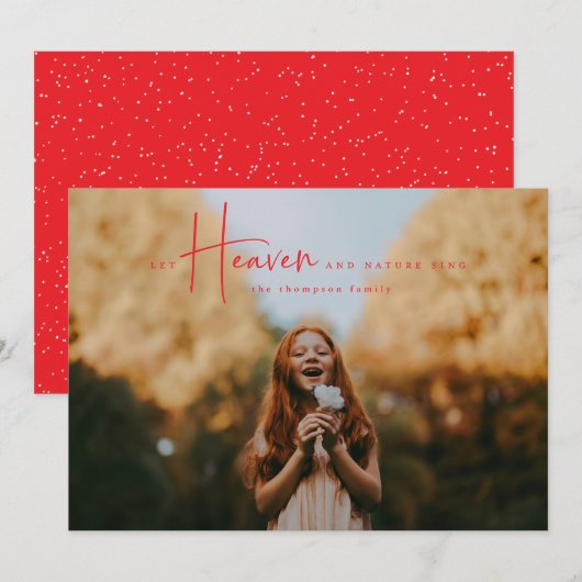 Minimal Red Religiday Foto Card Feiertagskarte (Vorne/Hinten)