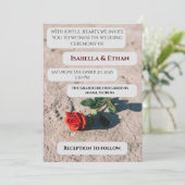 Minimal Red Rose Wedding Invitation Einladung (Stehend Vorderseite)
