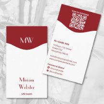 Minimal Red White Initials Portrait Personal