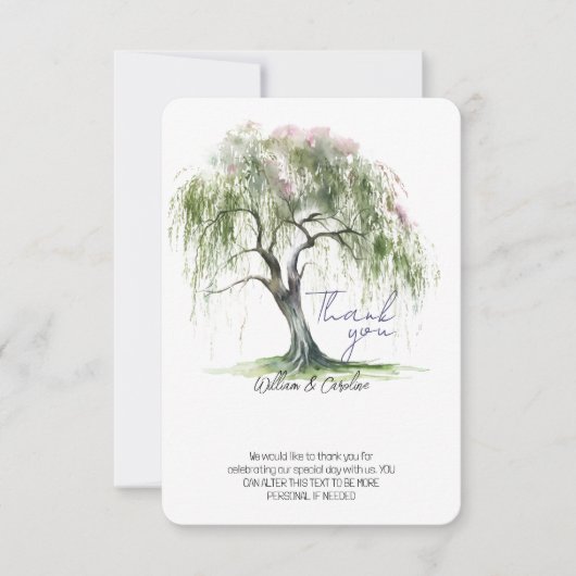 Minimal Regency Era Soft Willow Tree Dankeskarte (Vorderseite)