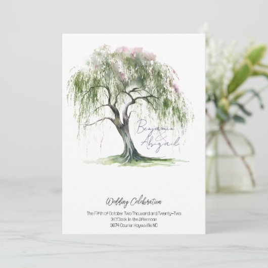 Minimal Regency Era Soft Willow Tree Einladung (Stehend Vorderseite)