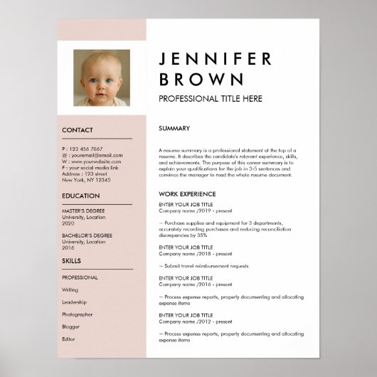 Minimal resume cv with photography digital poster (Vorne)
