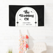 Minimal Retro Arch Black and White Wedding Banner (Insitu)