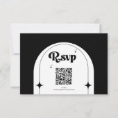 Minimal Retro Arch Black and White Wedding RSVP Ca Karte (Vorderseite)