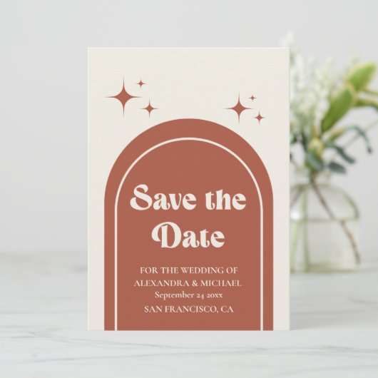 Minimal Retro Arch Save The Date (Stehend Vorderseite)