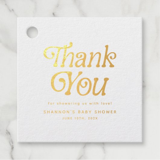 Minimal Retro Baby Dusche Vielen Dank Geschenkanhänger (Vorderseite)