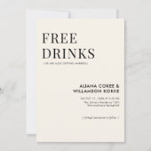 Minimal Retro-Black & White-Free-Getränke Einladung (Vorderseite)