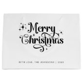 Minimal Retro Chic Black & White Frohe Weihnachten Große Geschenktüte (Vorderseite)