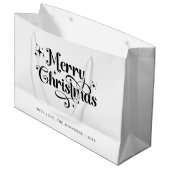 Minimal Retro Chic Black & White Frohe Weihnachten Große Geschenktüte (Vorderseite Schrägansicht)