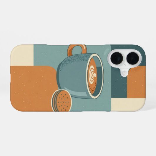 Minimal Retro Coffee and Cookie iPhone 16 Hülle (Rückseite (Horizontal))