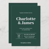 Minimal Retro Green Modern Foto Script Hochzeit Einladung (Vorne/Hinten)
