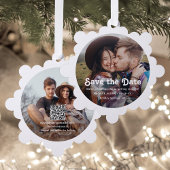 Minimal Retro Hochzeit Save the Date QR Weihnachte Ornament Karte