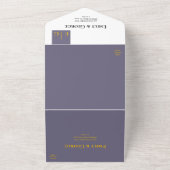 Minimal Retro Lila Gold Monogram Klassische Hochze All In One Einladung (Außenbereich)