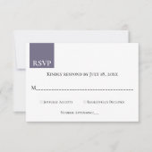 Minimal Retro Lila Gold Monogram Klassische Hochze RSVP Karte (Vorderseite)